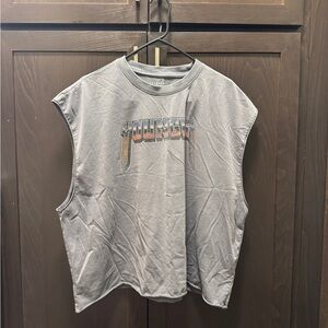 YoungLA Gray Sleeveless Crop Graphic Tee
